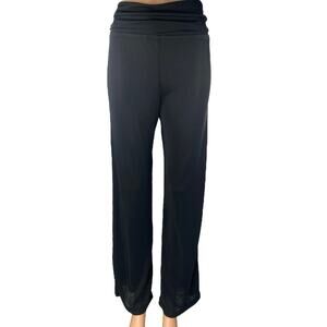 AK Anne Klein Black High Waisted Pull On Wide Leg Yoga Leggings Pants Size S